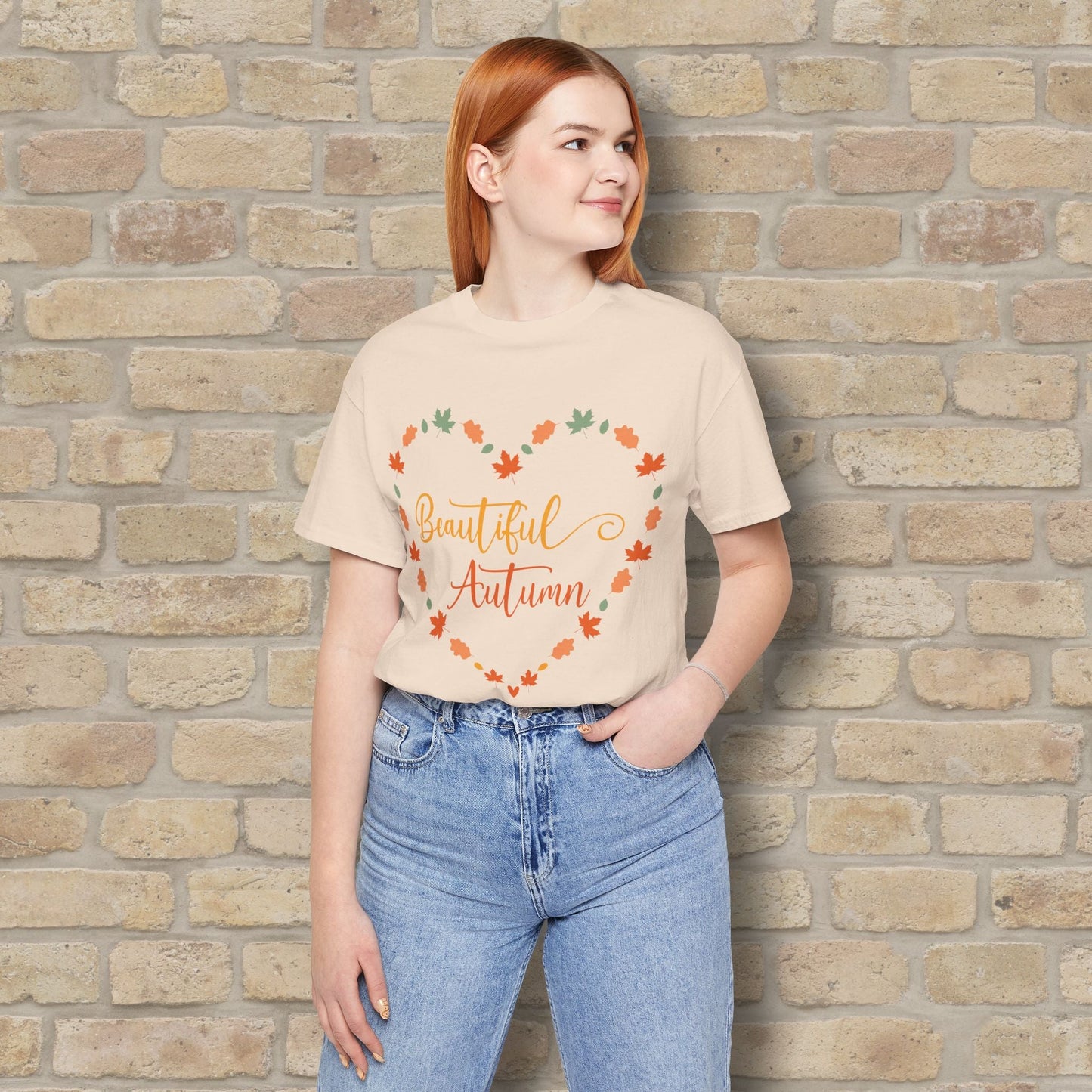 Graphic & Text Beautiful Autumn Heart Tee - Vibrant Styles