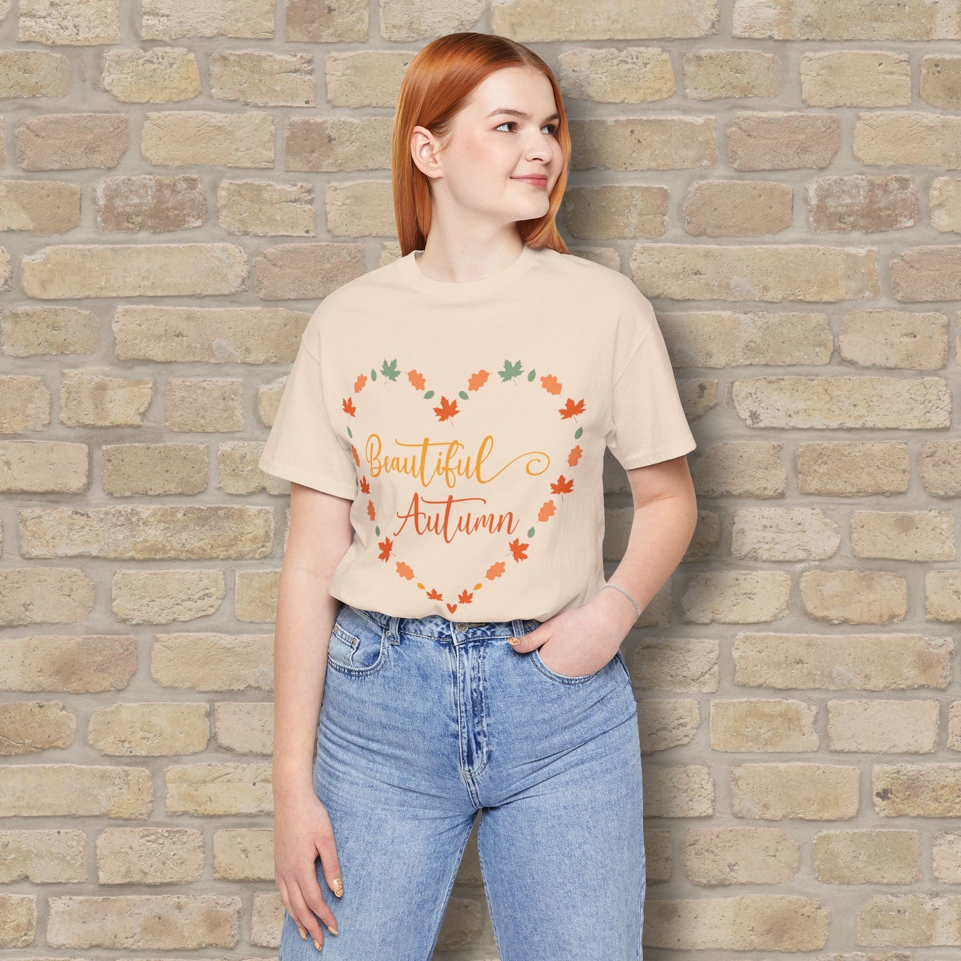Graphic & Text Beautiful Autumn Heart Tee - Vibrant Styles