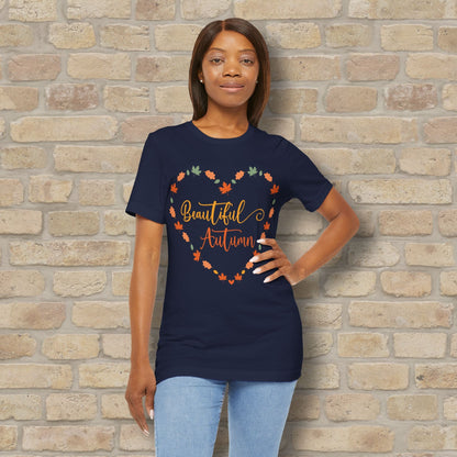 Graphic & Text Beautiful Autumn Heart Tee - Vibrant Styles