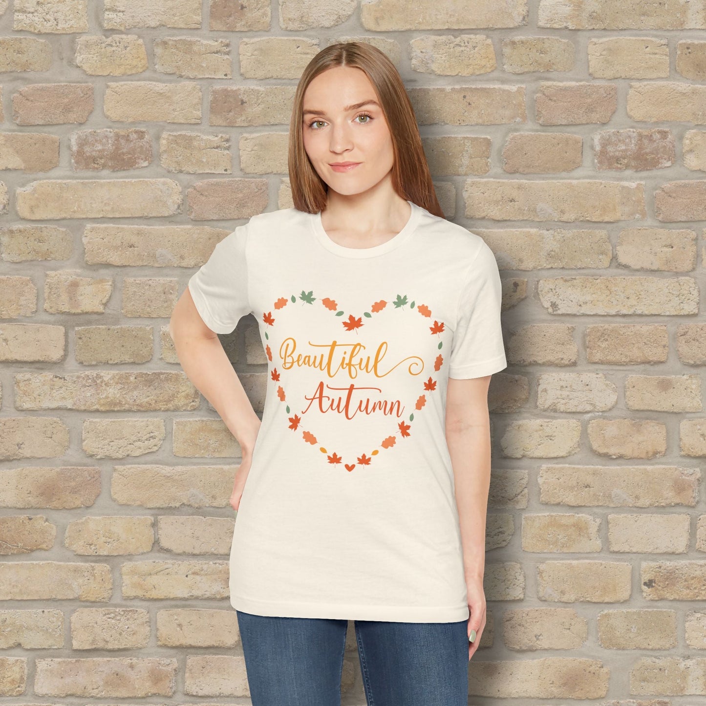 Graphic & Text Beautiful Autumn Heart Tee - Vibrant Styles