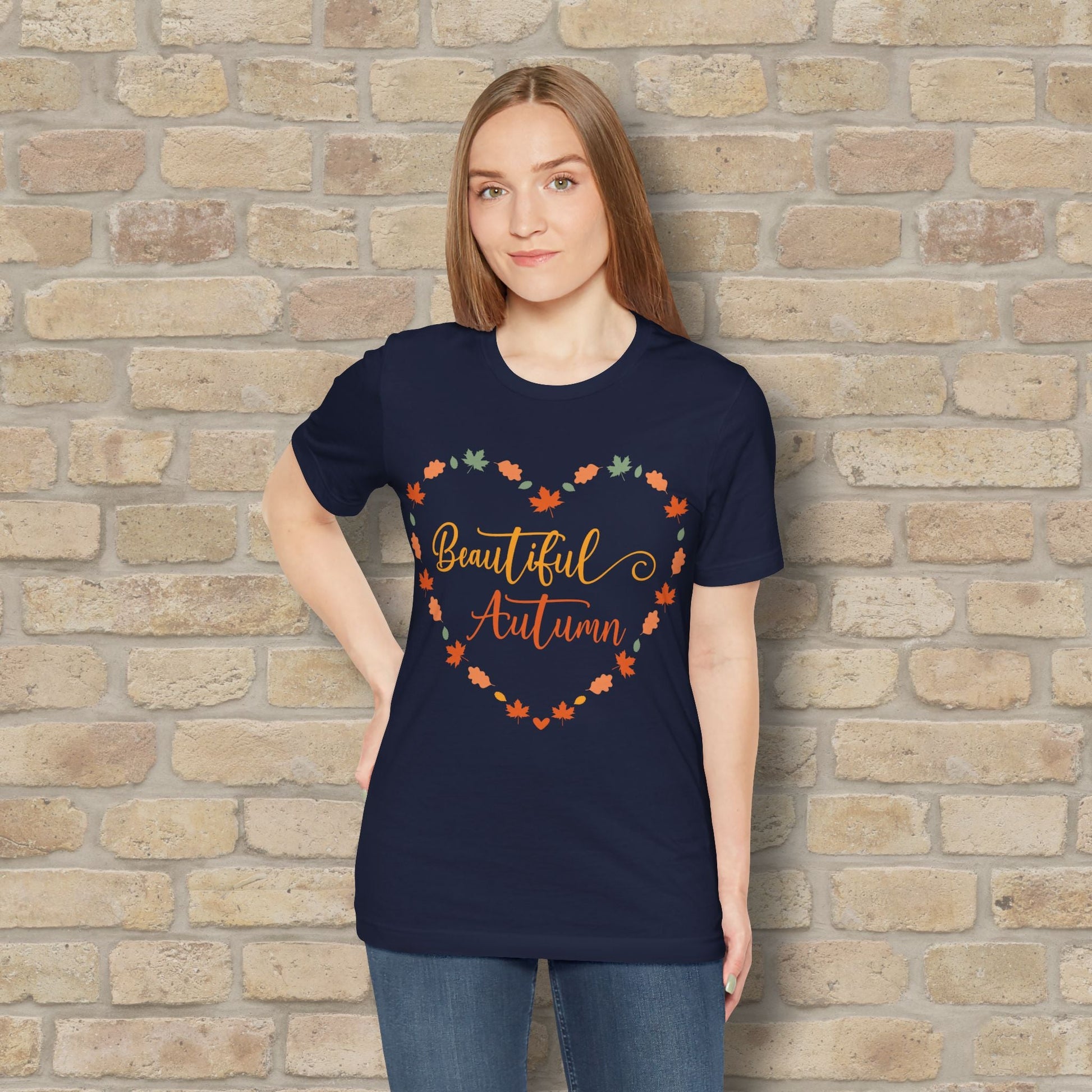 Graphic & Text Beautiful Autumn Heart Tee - Vibrant Styles