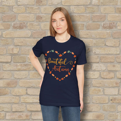Graphic & Text Beautiful Autumn Heart Tee - Vibrant Styles