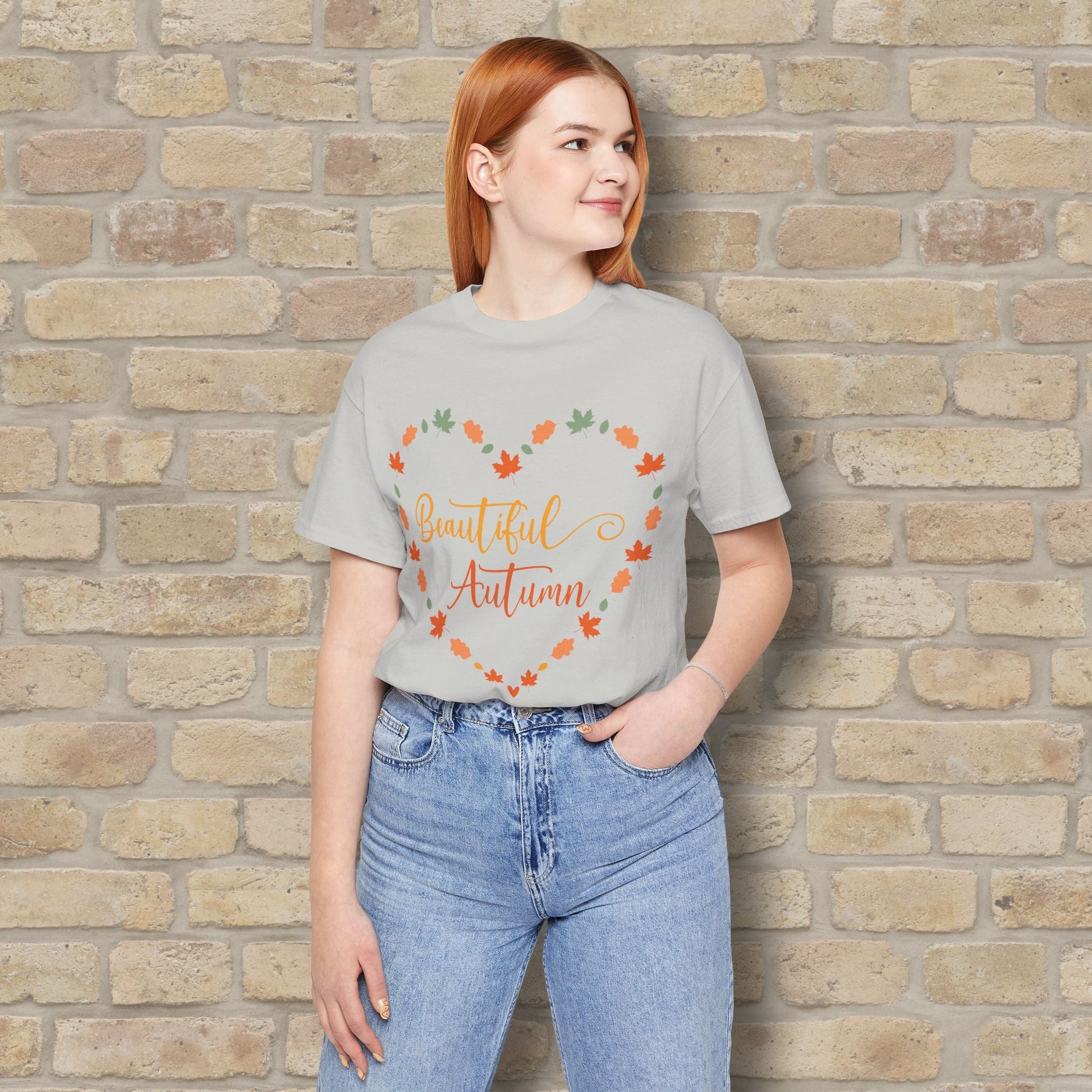 Graphic & Text Beautiful Autumn Heart Tee - Vibrant Styles