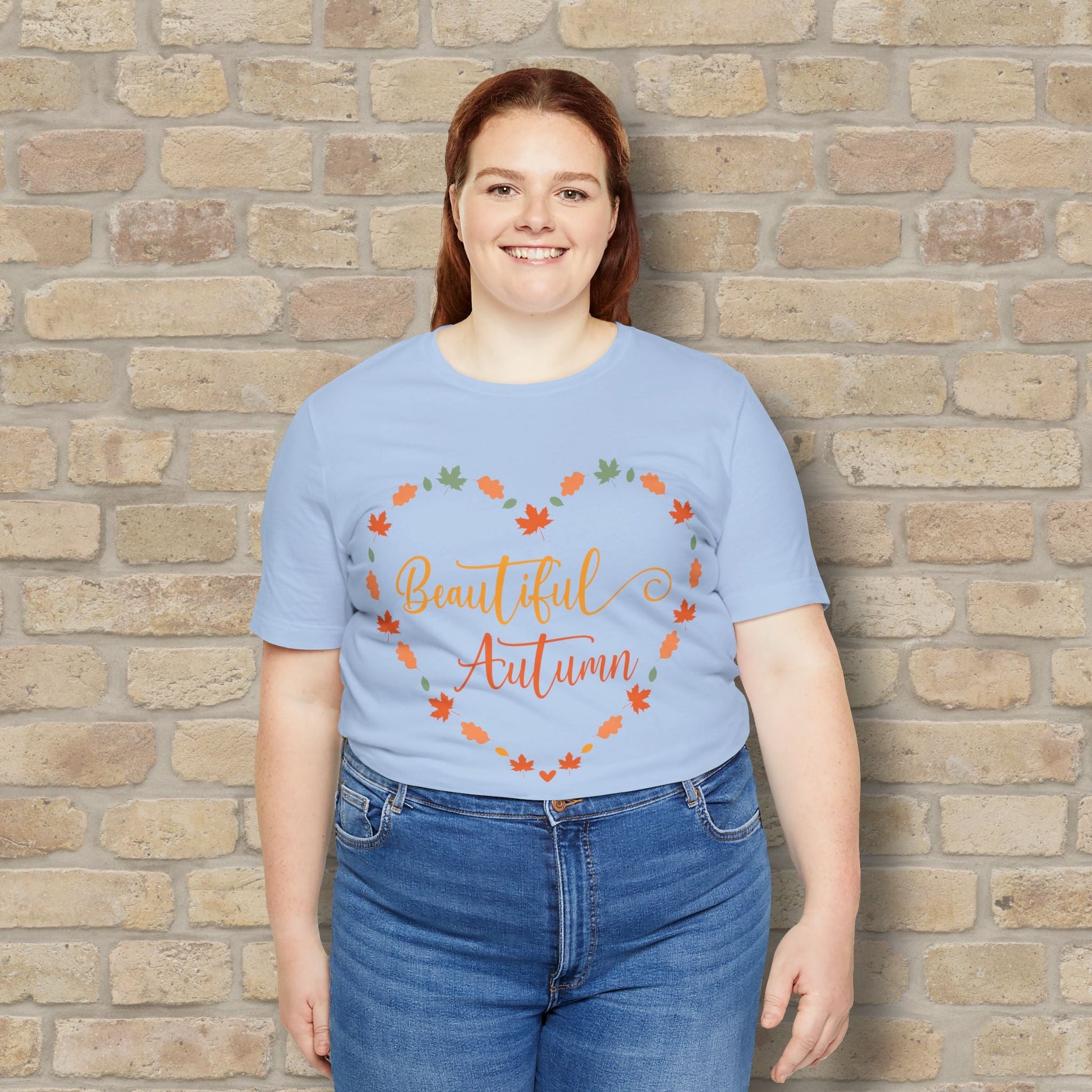 Graphic & Text Beautiful Autumn Heart Tee - Vibrant Styles