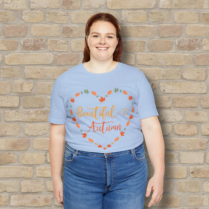 Graphic & Text Beautiful Autumn Heart Tee - Vibrant Styles