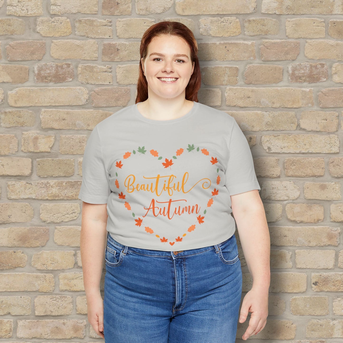 Graphic & Text Beautiful Autumn Heart Tee - Vibrant Styles