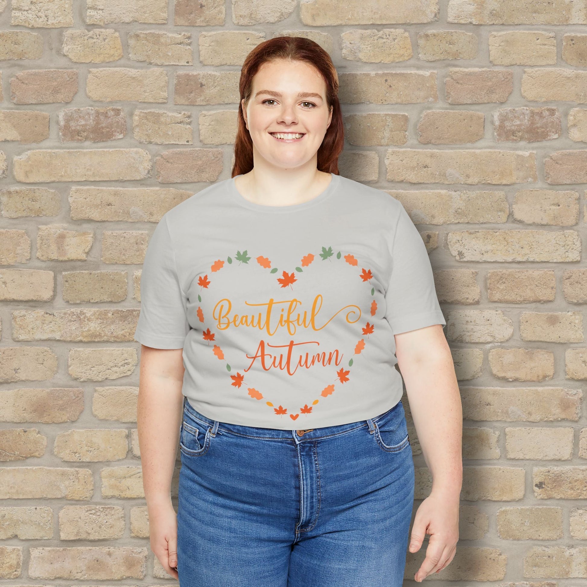 Graphic & Text Beautiful Autumn Heart Tee - Vibrant Styles