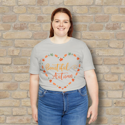 Graphic & Text Beautiful Autumn Heart Tee - Vibrant Styles