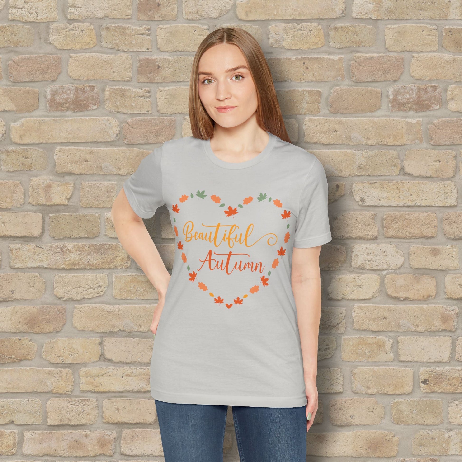 Graphic & Text Beautiful Autumn Heart Tee - Vibrant Styles