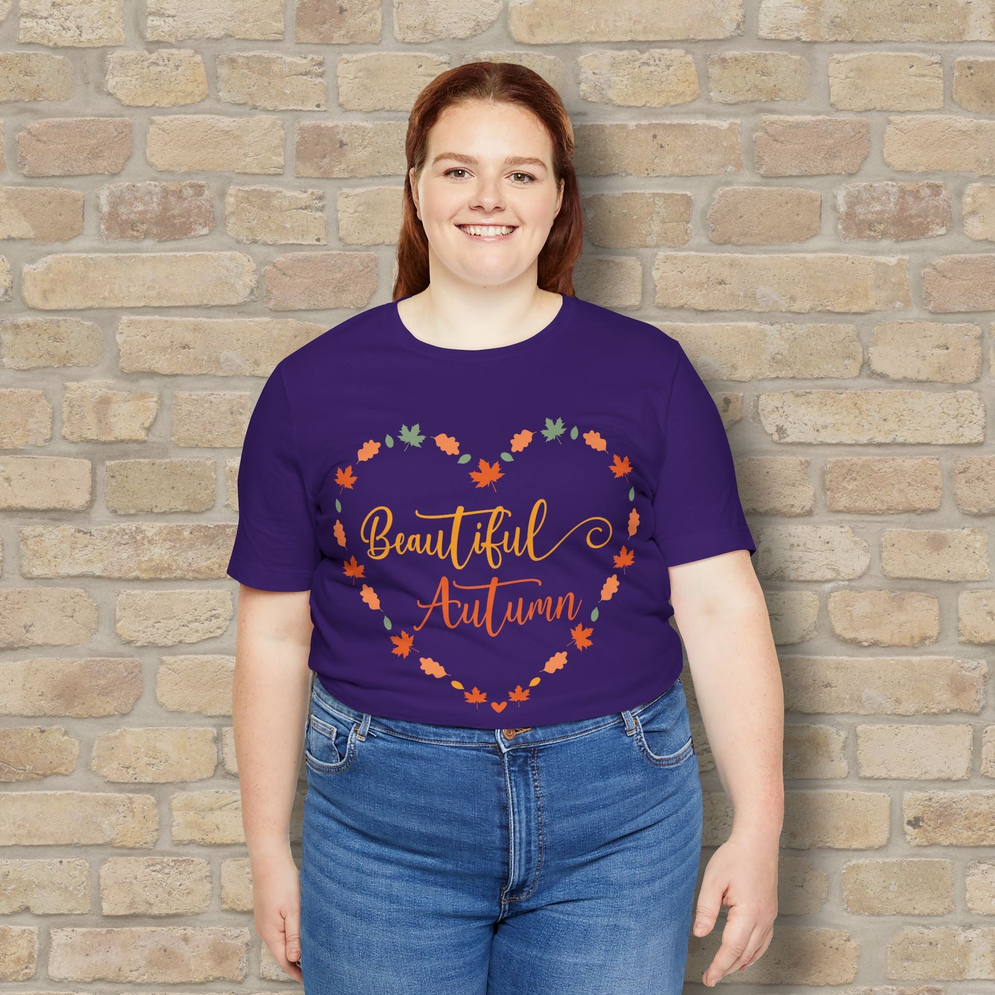 Graphic & Text Beautiful Autumn Heart Tee - Vibrant Styles