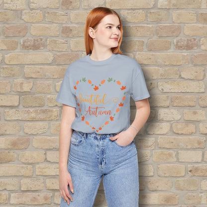 Graphic & Text Beautiful Autumn Heart Tee - Vibrant Styles