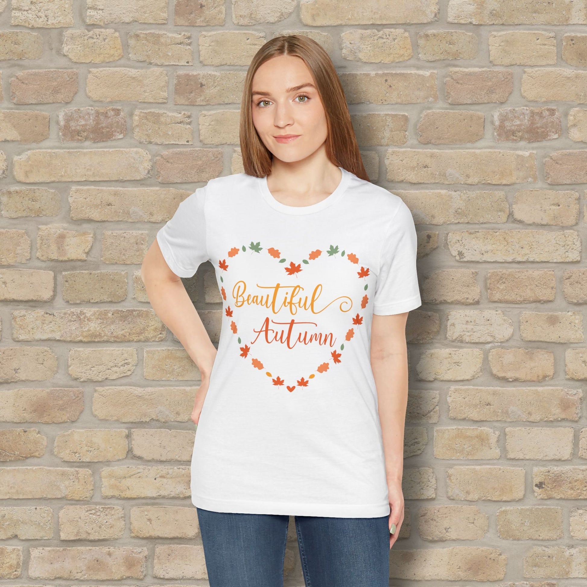 Graphic & Text Beautiful Autumn Heart Tee - Vibrant Styles