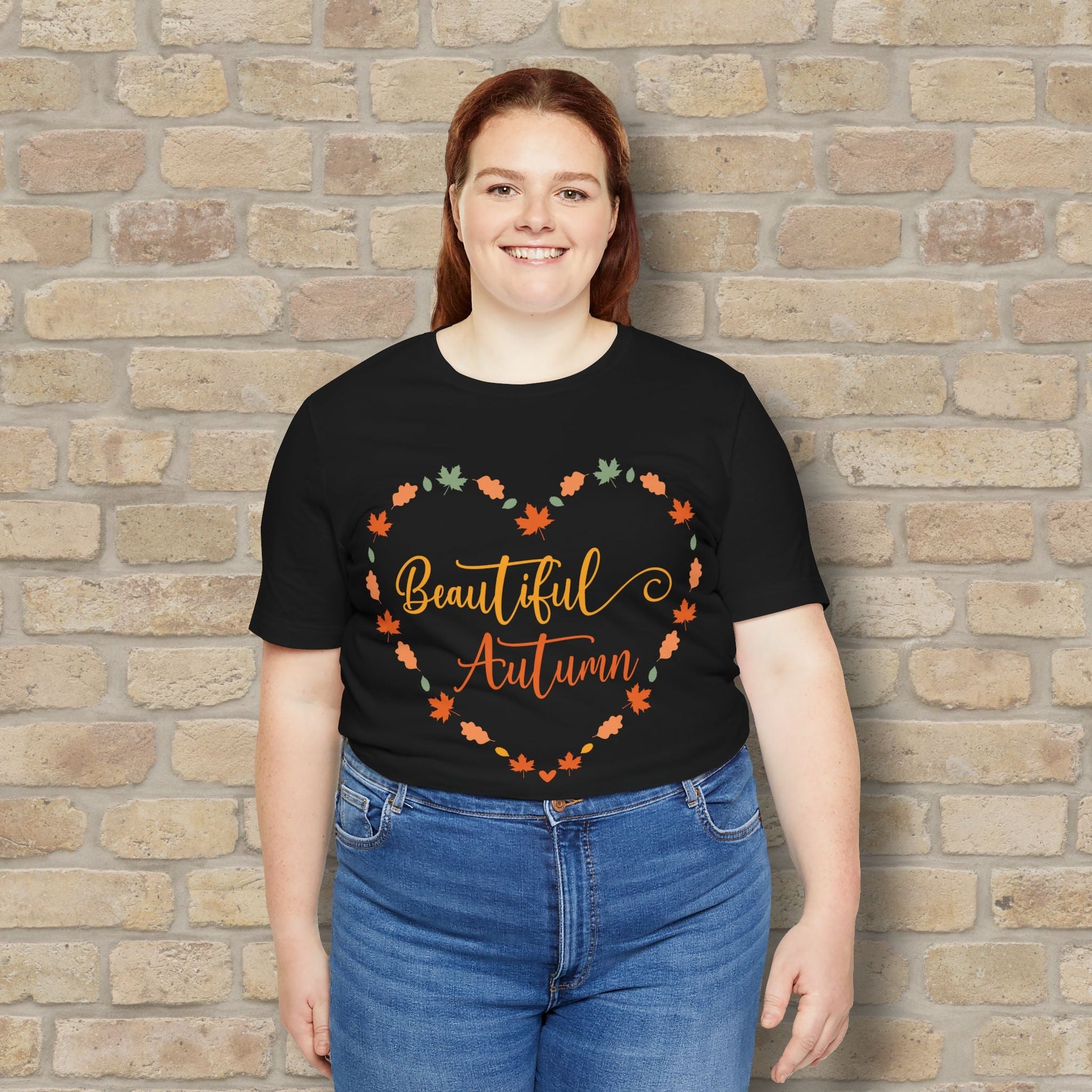 Graphic & Text Beautiful Autumn Heart Tee - Vibrant Styles
