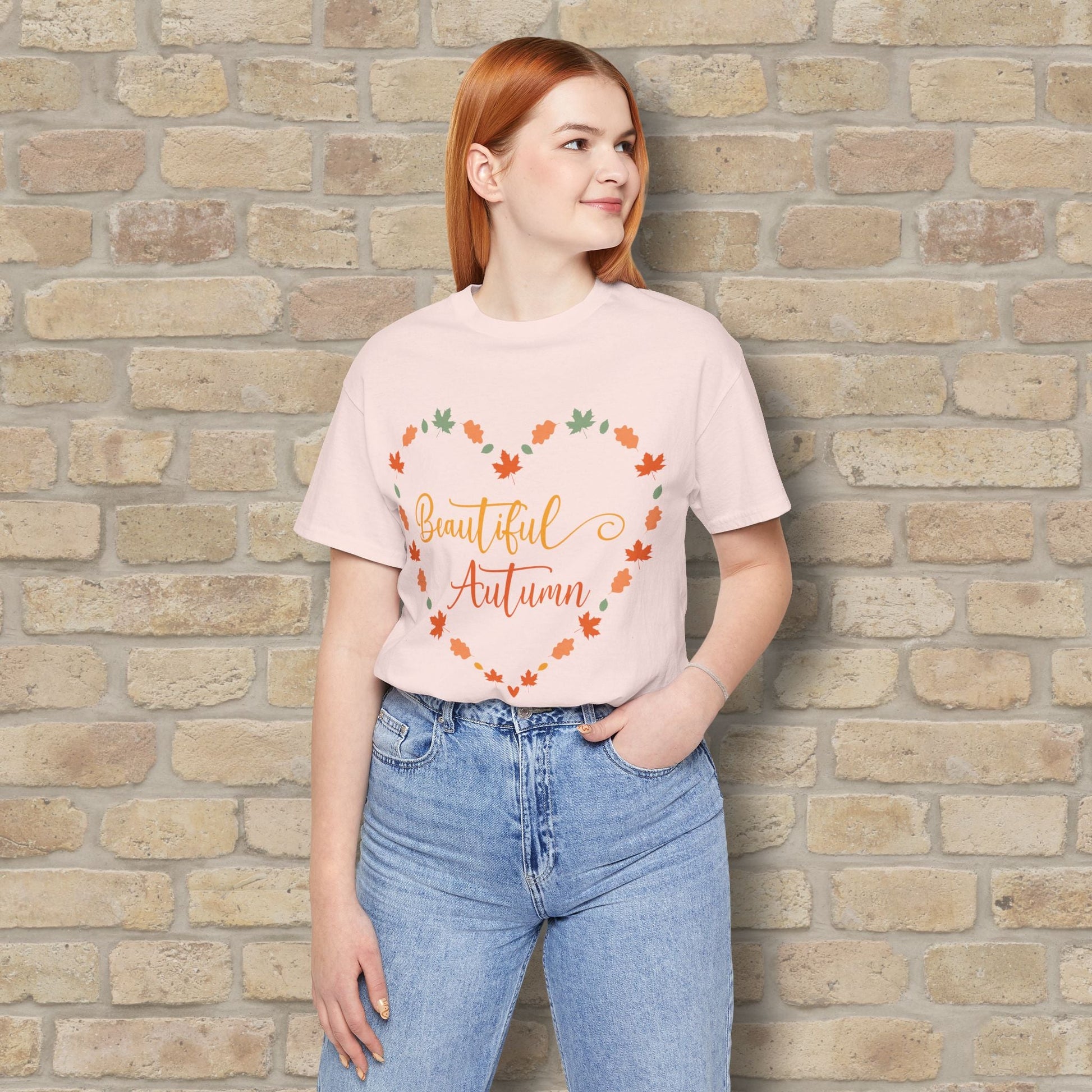 Graphic & Text Beautiful Autumn Heart Tee - Vibrant Styles