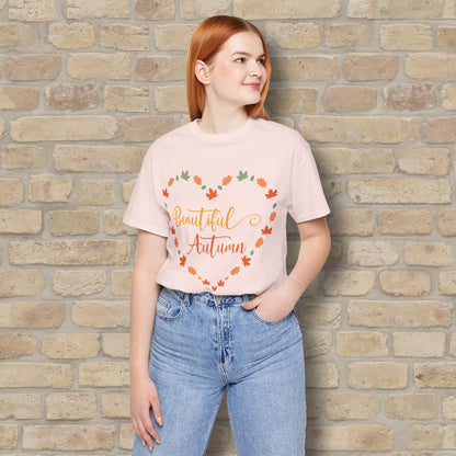Graphic & Text Beautiful Autumn Heart Tee - Vibrant Styles