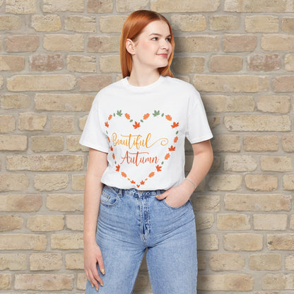 Graphic & Text Beautiful Autumn Heart Tee - Vibrant Styles