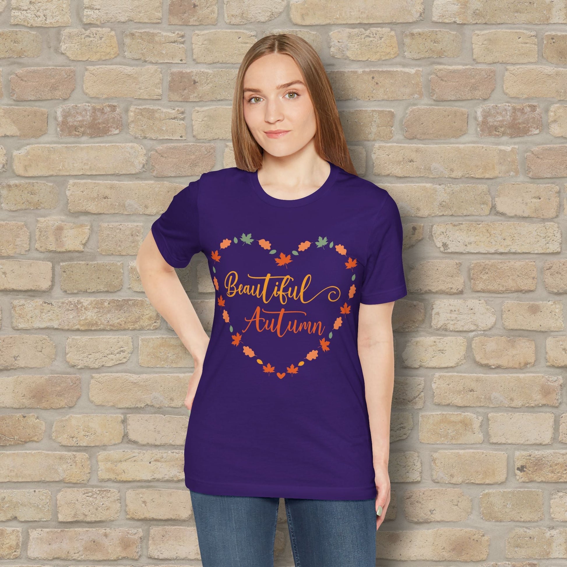 Graphic & Text Beautiful Autumn Heart Tee - Vibrant Styles
