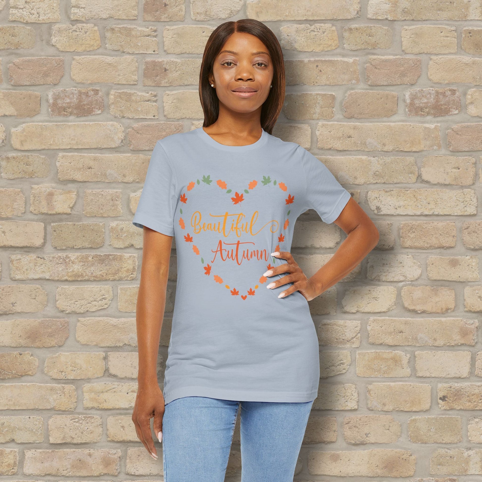 Graphic & Text Beautiful Autumn Heart Tee - Vibrant Styles