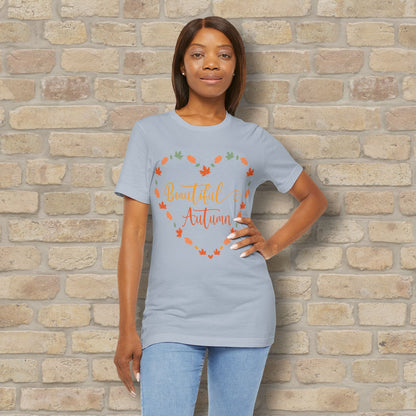 Graphic & Text Beautiful Autumn Heart Tee - Vibrant Styles