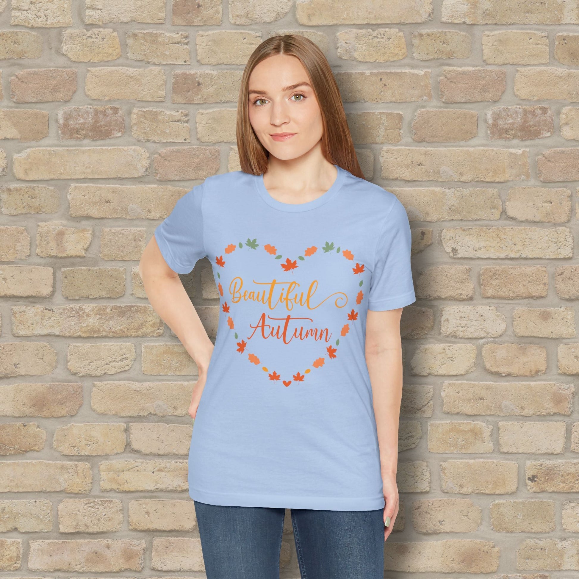 Graphic & Text Beautiful Autumn Heart Tee - Vibrant Styles