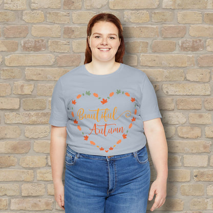 Graphic & Text Beautiful Autumn Heart Tee - Vibrant Styles