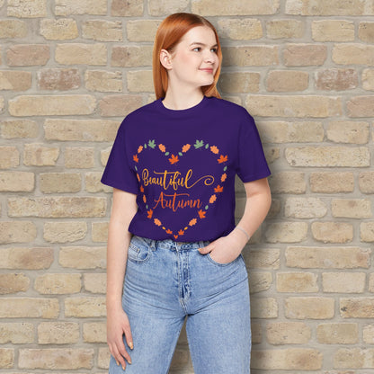 Graphic & Text Beautiful Autumn Heart Tee - Vibrant Styles