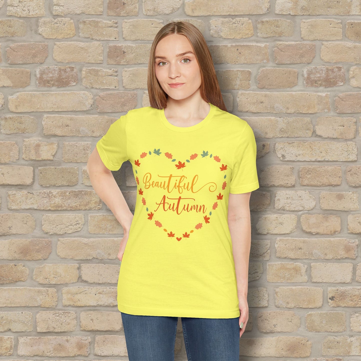 Graphic & Text Beautiful Autumn Heart Tee - Vibrant Styles