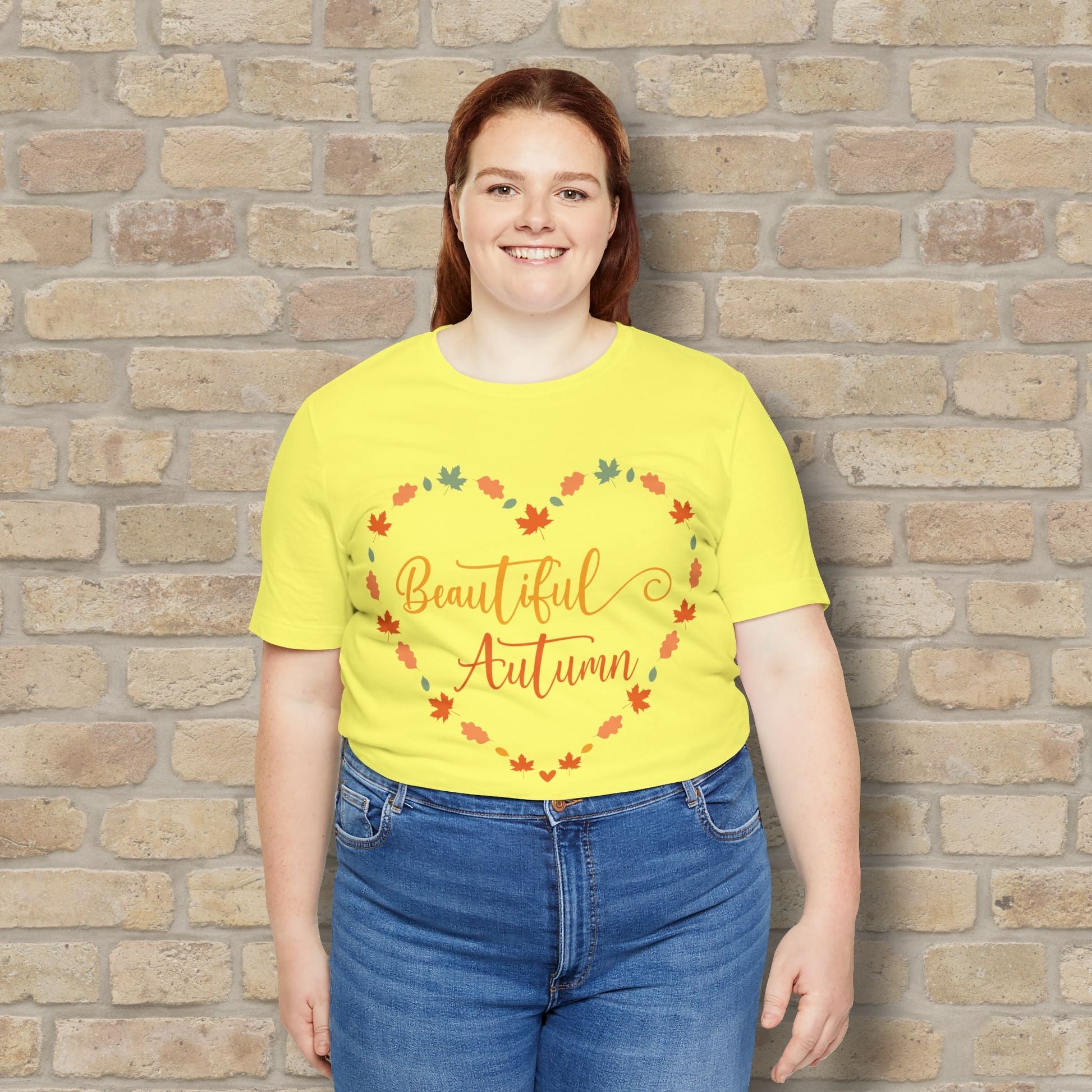 Graphic & Text Beautiful Autumn Heart Tee - Vibrant Styles