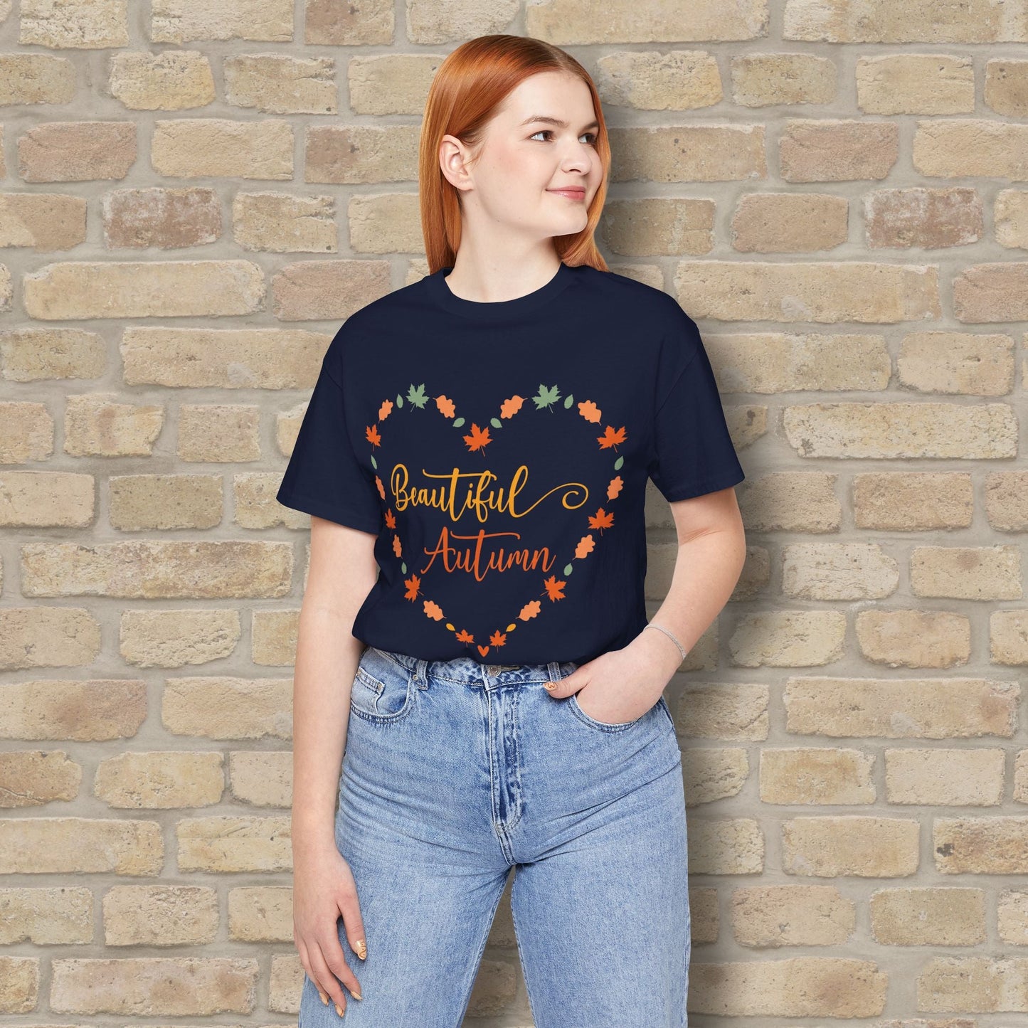 Graphic & Text Beautiful Autumn Heart Tee - Vibrant Styles