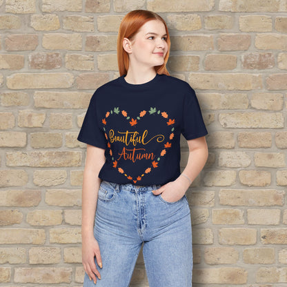 Graphic & Text Beautiful Autumn Heart Tee - Vibrant Styles