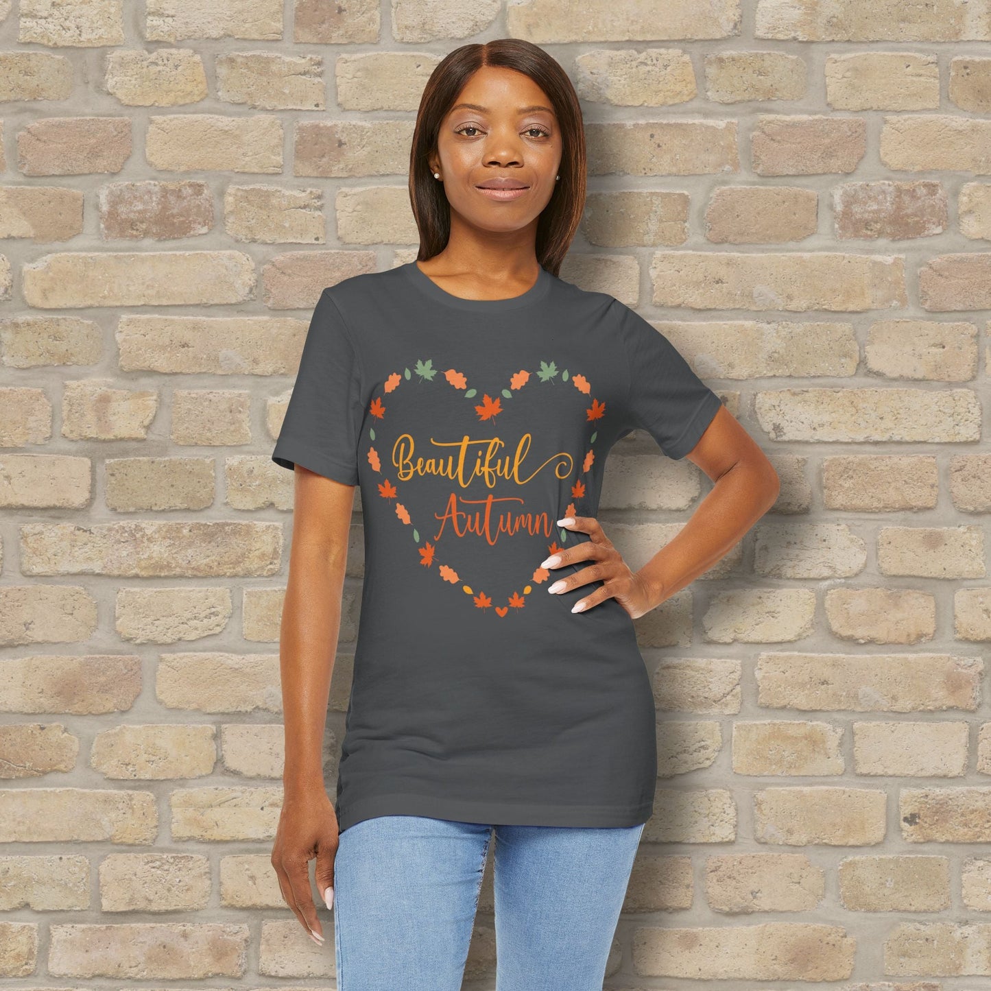 Graphic & Text Beautiful Autumn Heart Tee - Vibrant Styles