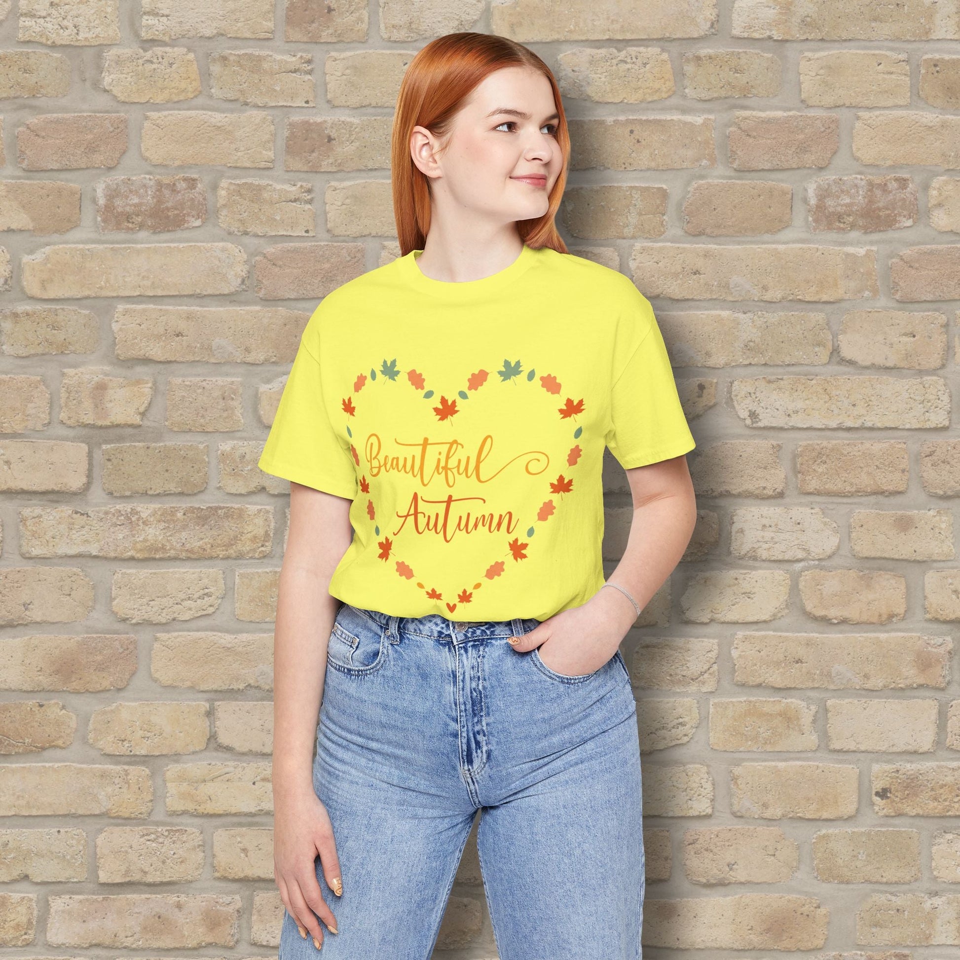 Graphic & Text Beautiful Autumn Heart Tee - Vibrant Styles
