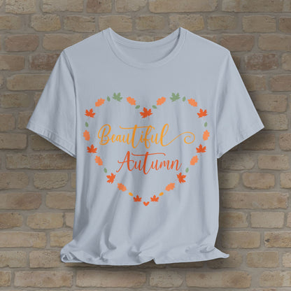 Graphic & Text Beautiful Autumn Heart Tee - Vibrant Styles