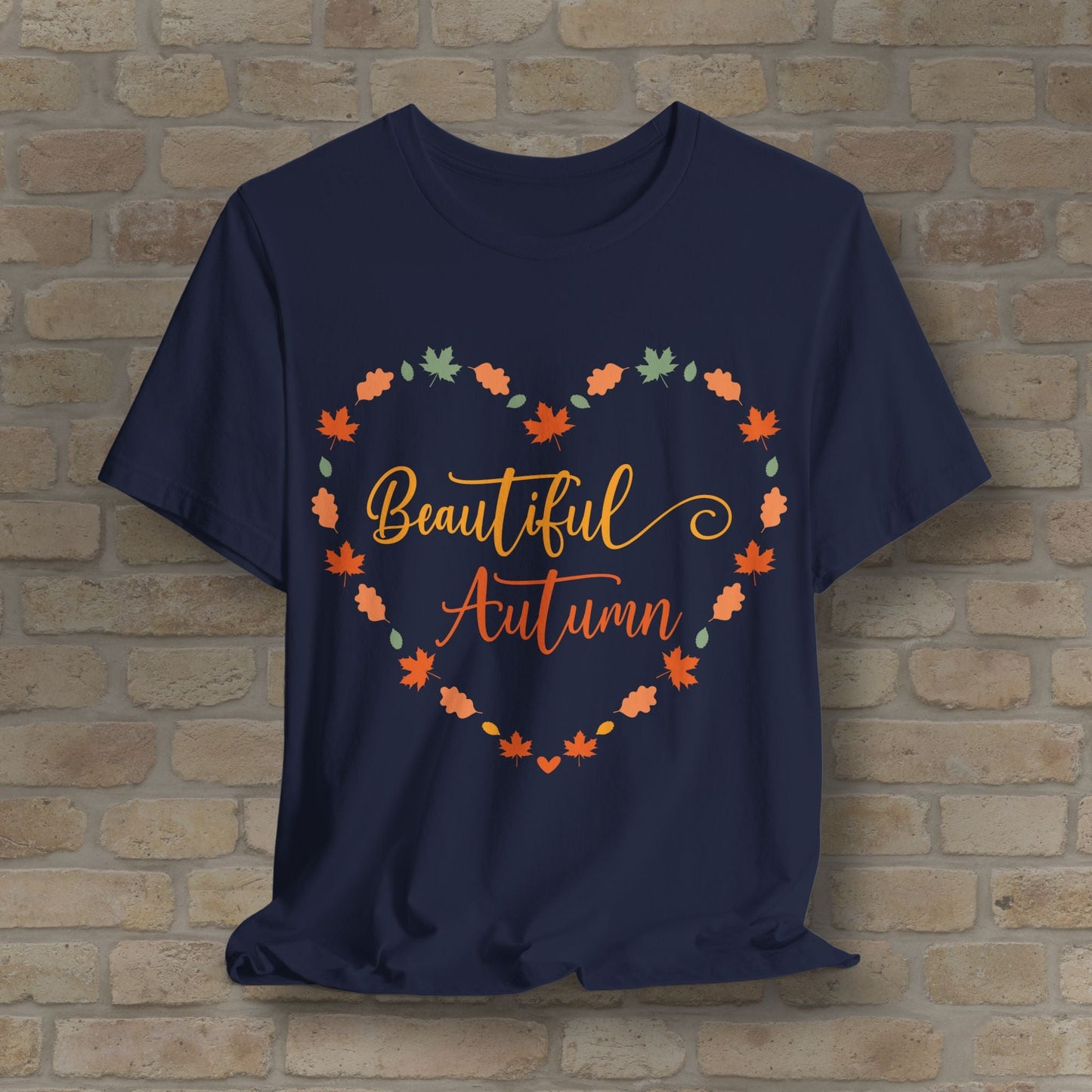 Graphic & Text Beautiful Autumn Heart Tee - Vibrant Styles
