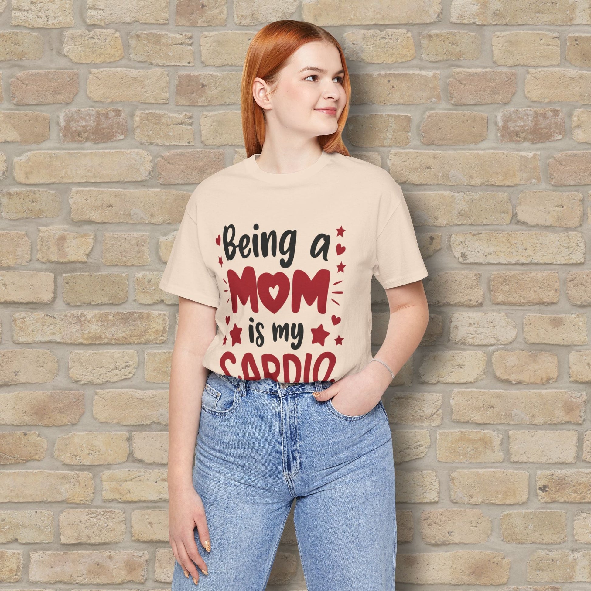 Mostly Text T-Shirts Being a Mom Is My Cardio Tee - Vibrant Styles
