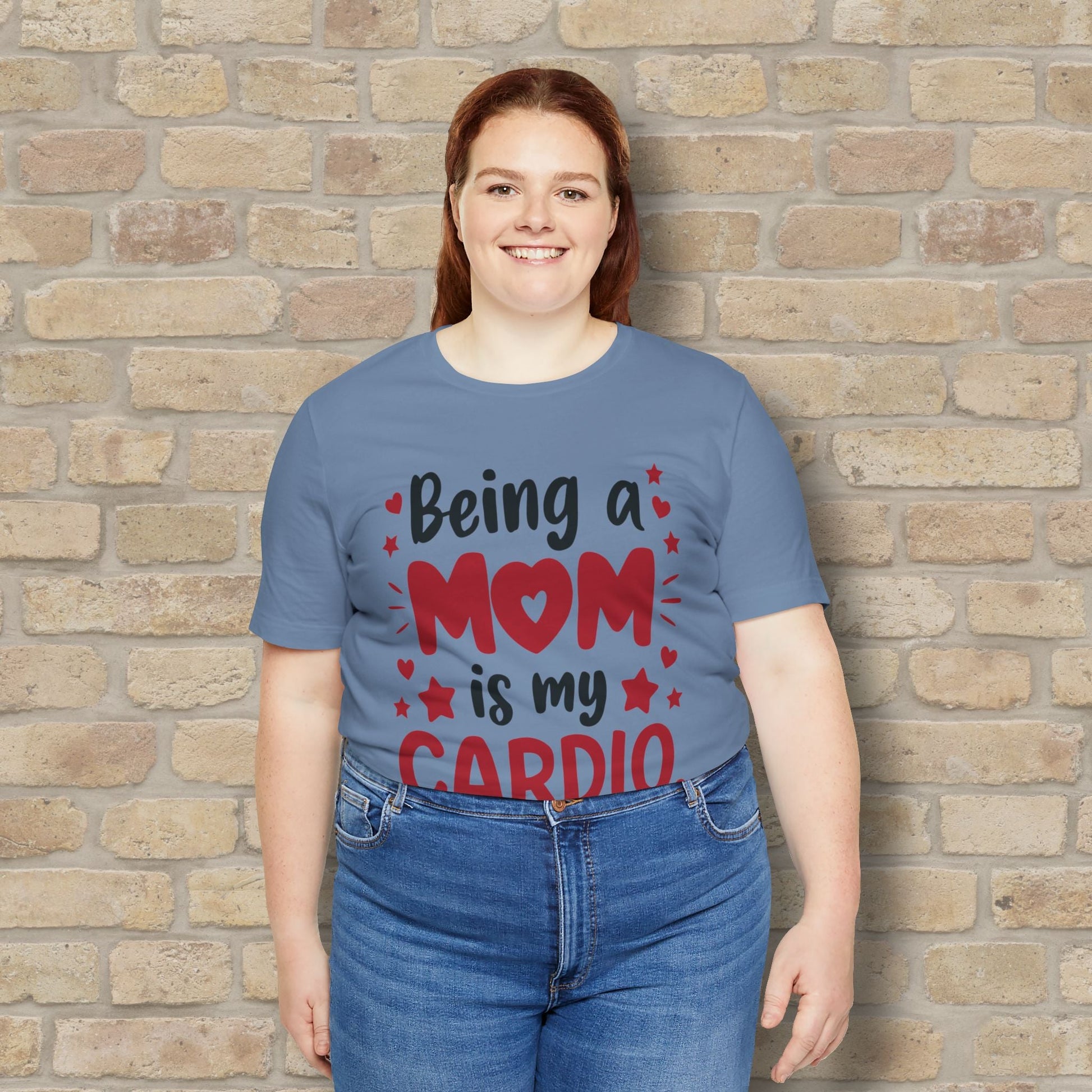 Mostly Text T-Shirts Being a Mom Is My Cardio Tee - Vibrant Styles