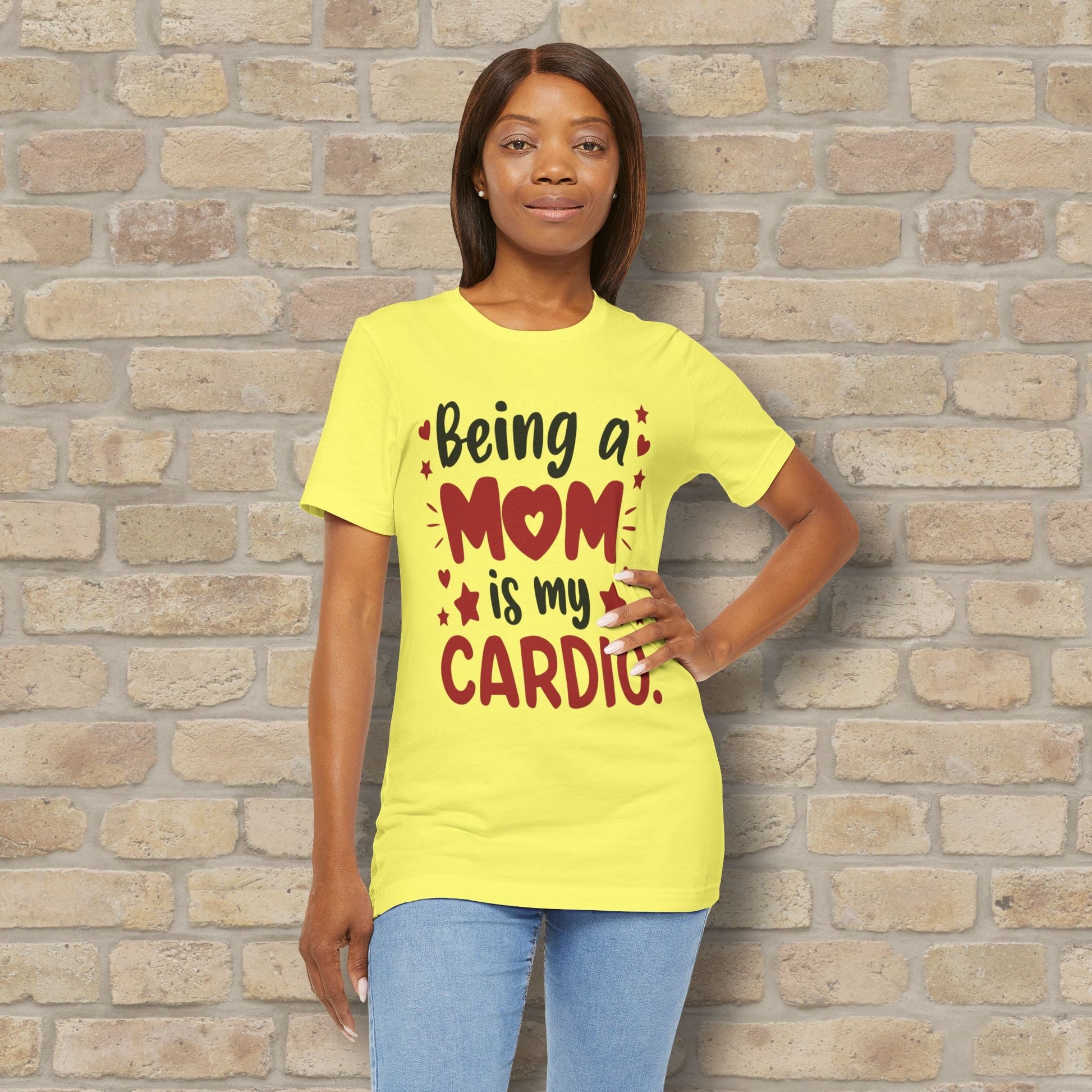 Mostly Text T-Shirts Being a Mom Is My Cardio Tee - Vibrant Styles