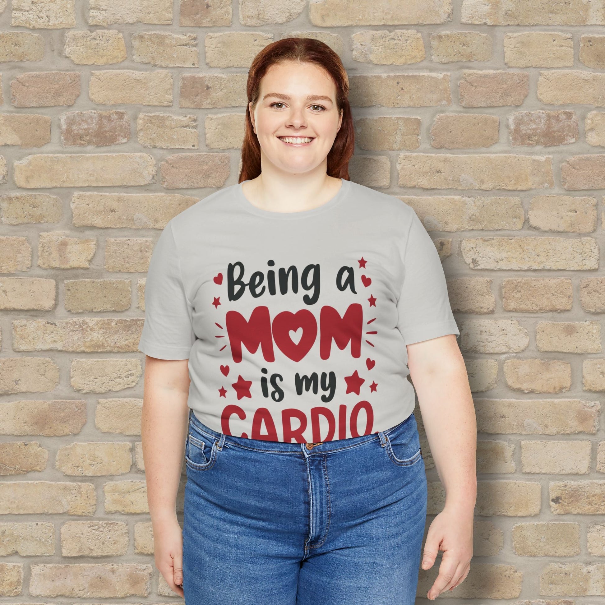 Mostly Text T-Shirts Being a Mom Is My Cardio Tee - Vibrant Styles