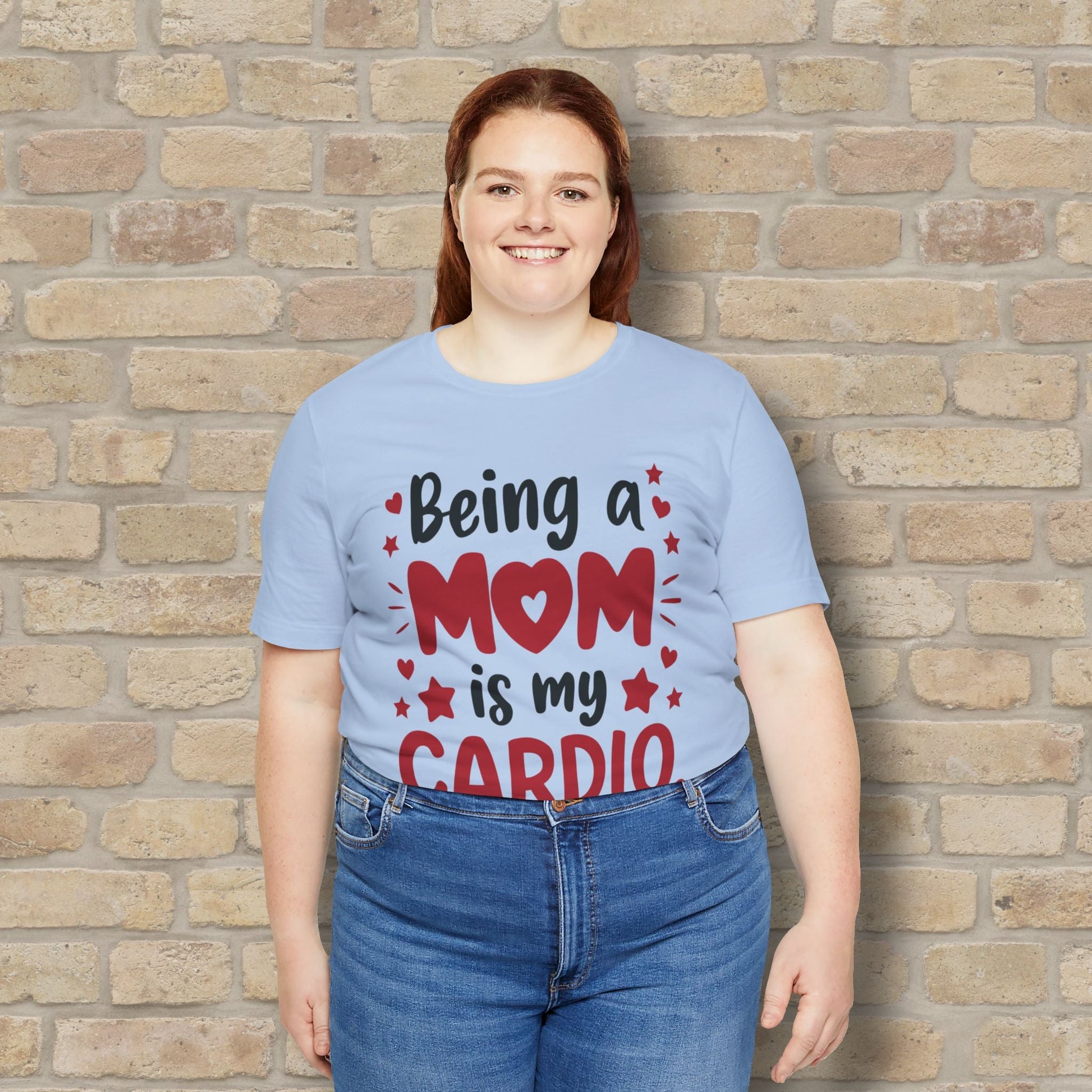 Mostly Text T-Shirts Being a Mom Is My Cardio Tee - Vibrant Styles