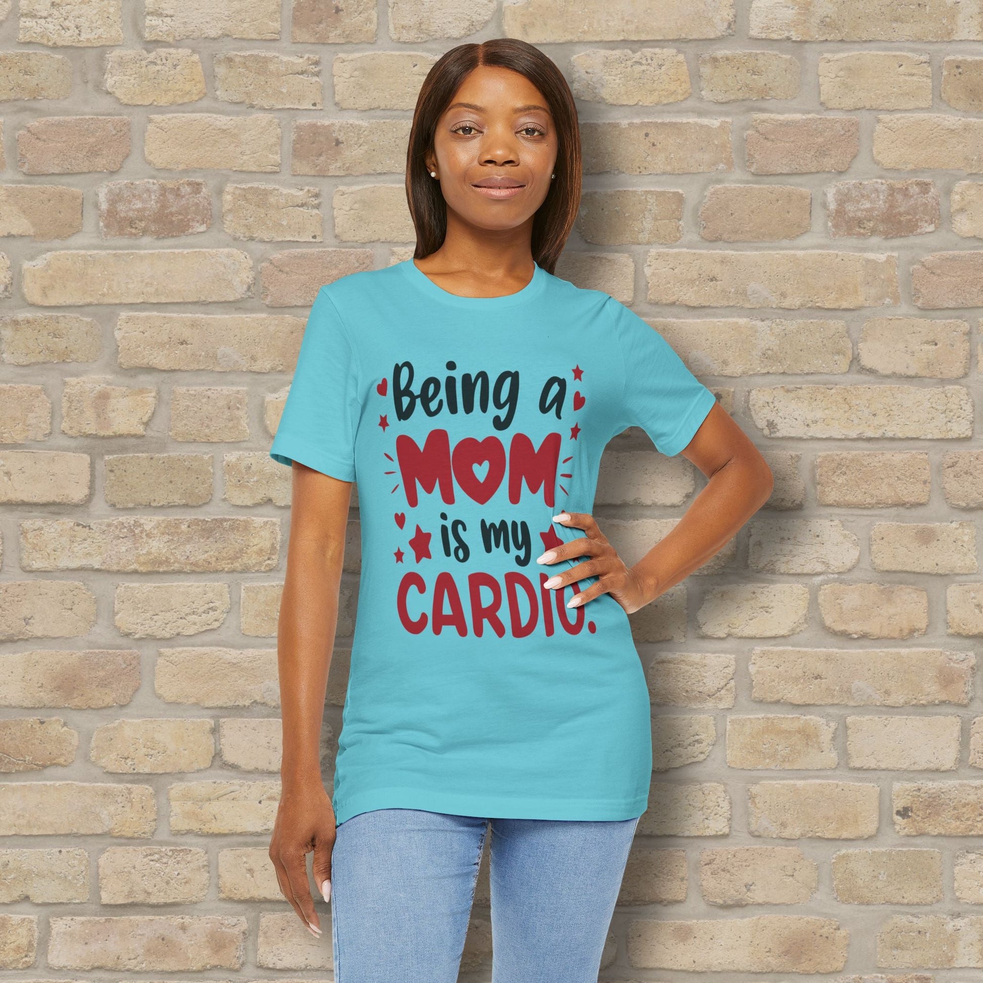 Mostly Text T-Shirts Being a Mom Is My Cardio Tee - Vibrant Styles