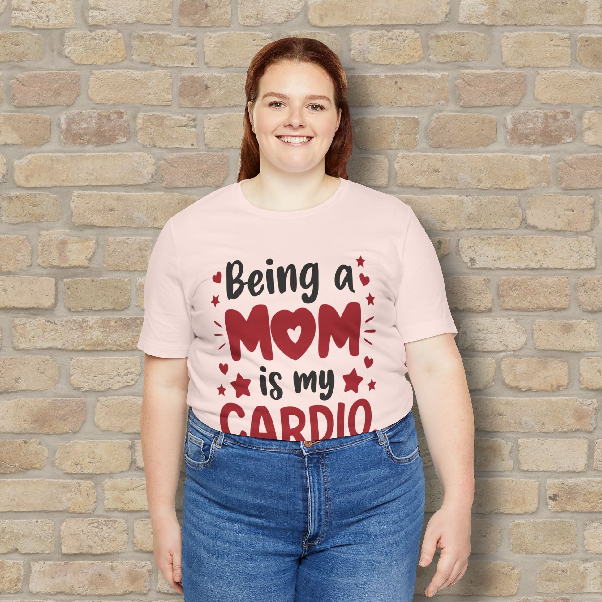 Mostly Text T-Shirts Being a Mom Is My Cardio Tee - Vibrant Styles