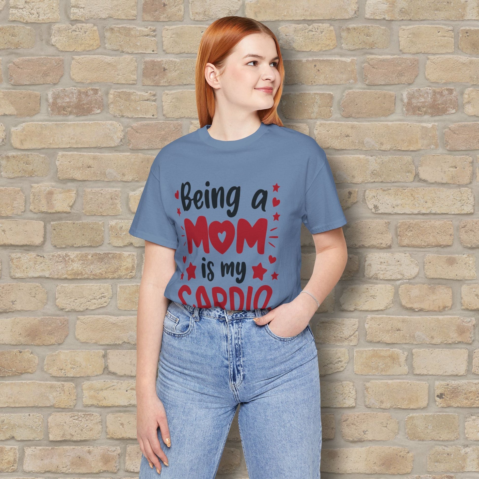 Mostly Text T-Shirts Being a Mom Is My Cardio Tee - Vibrant Styles