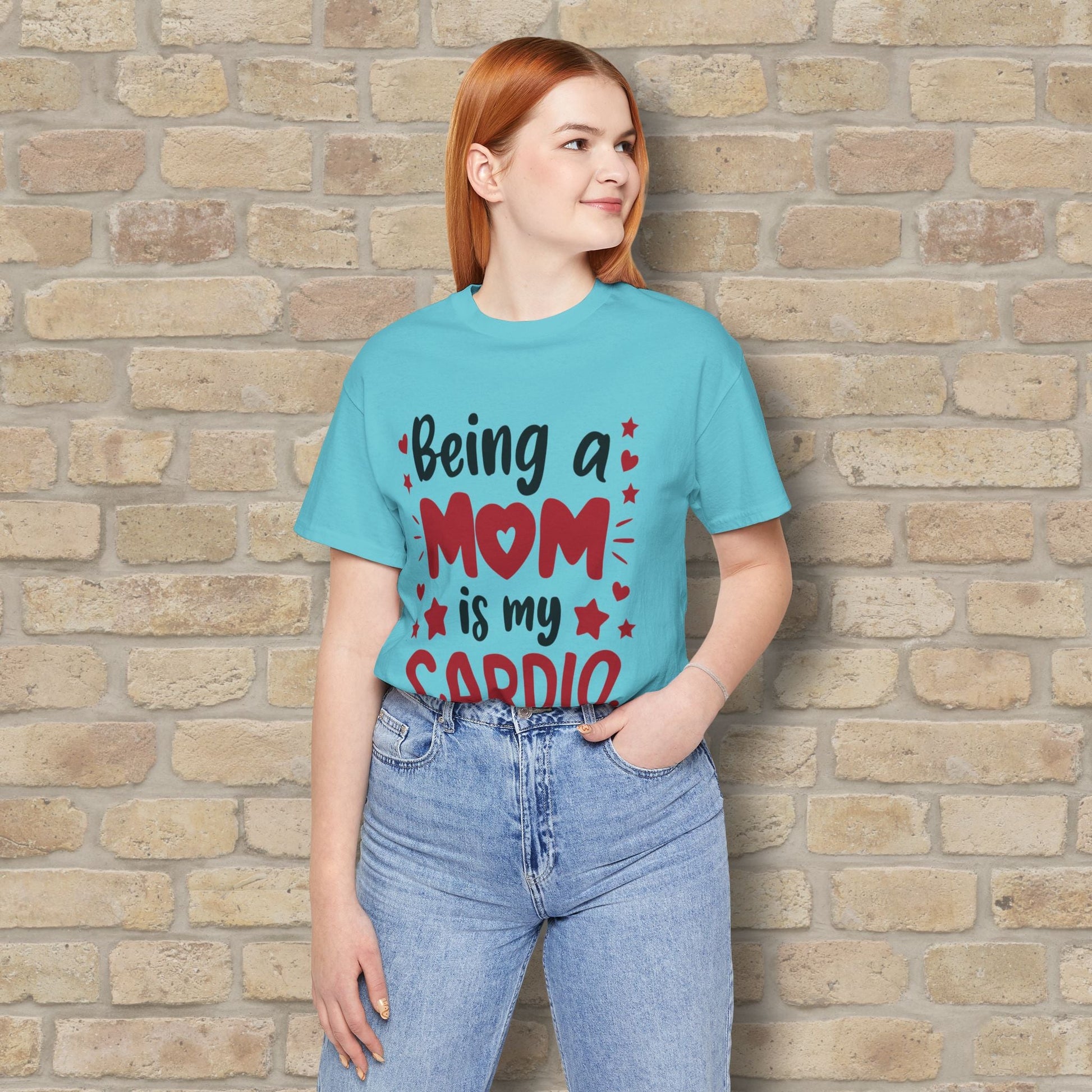 Mostly Text T-Shirts Being a Mom Is My Cardio Tee - Vibrant Styles