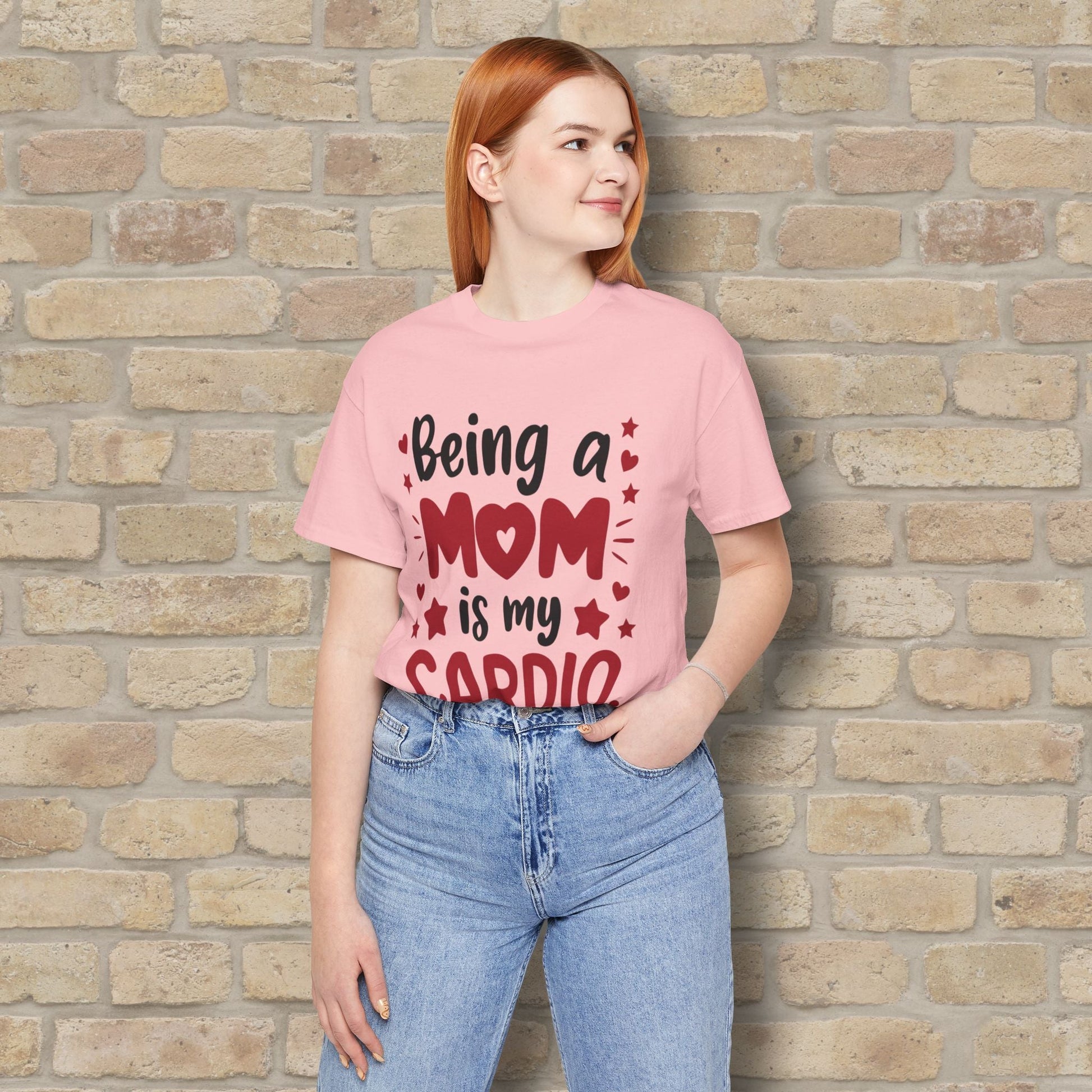 Mostly Text T-Shirts Being a Mom Is My Cardio Tee - Vibrant Styles