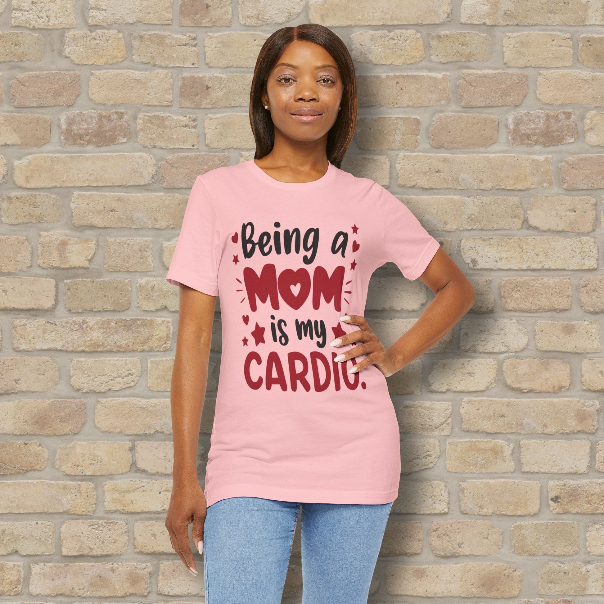 Mostly Text T-Shirts Being a Mom Is My Cardio Tee - Vibrant Styles