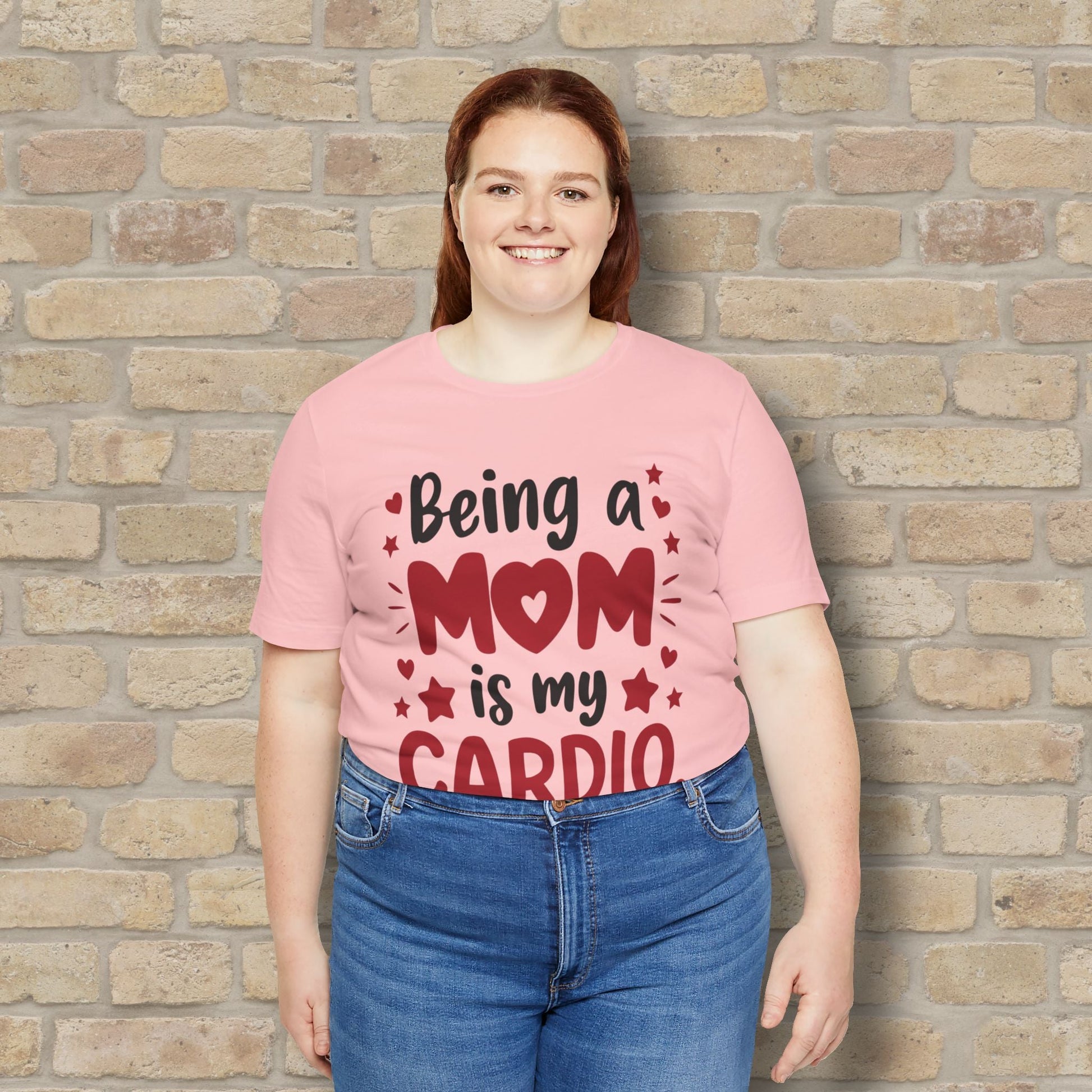 Mostly Text T-Shirts Being a Mom Is My Cardio Tee - Vibrant Styles
