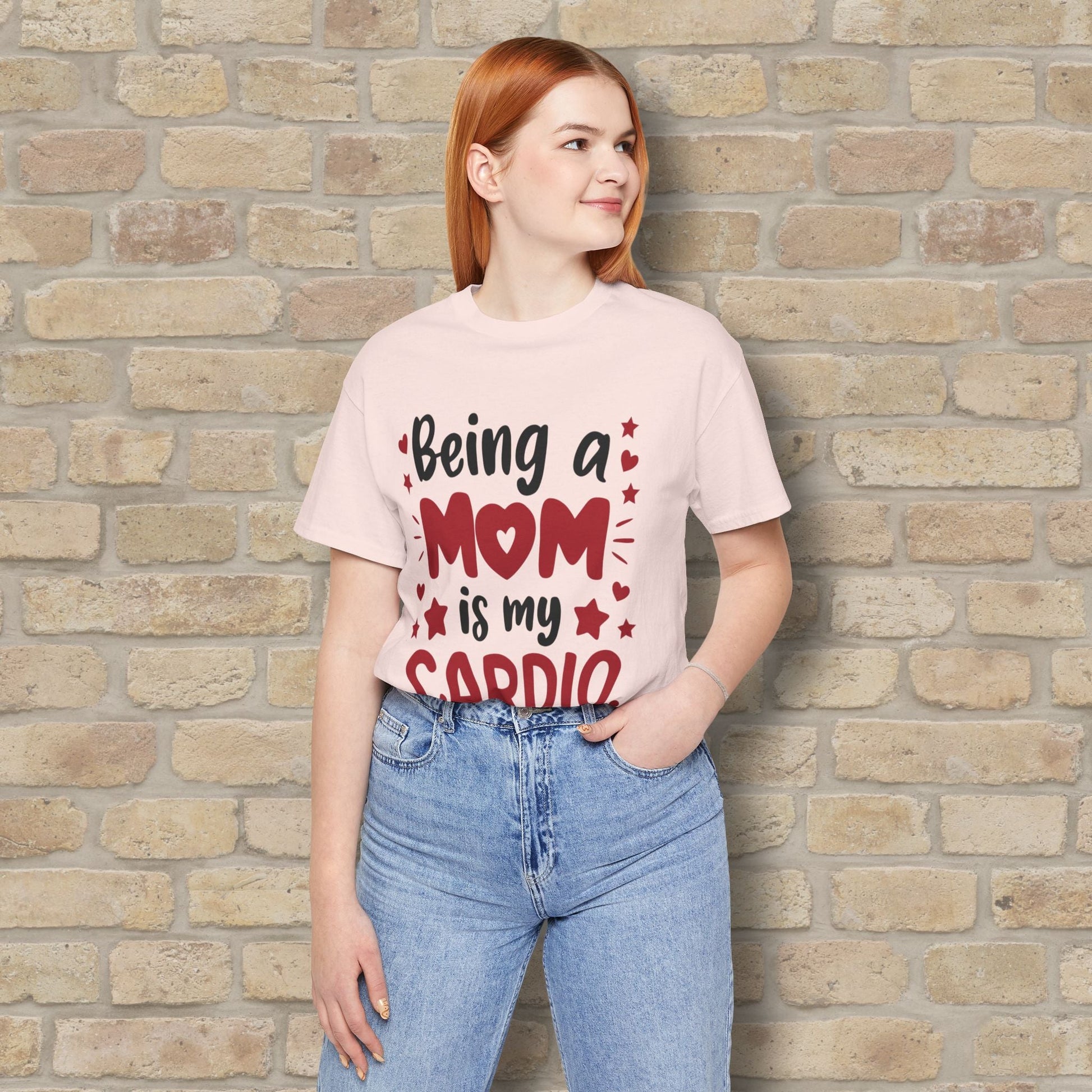 Mostly Text T-Shirts Being a Mom Is My Cardio Tee - Vibrant Styles