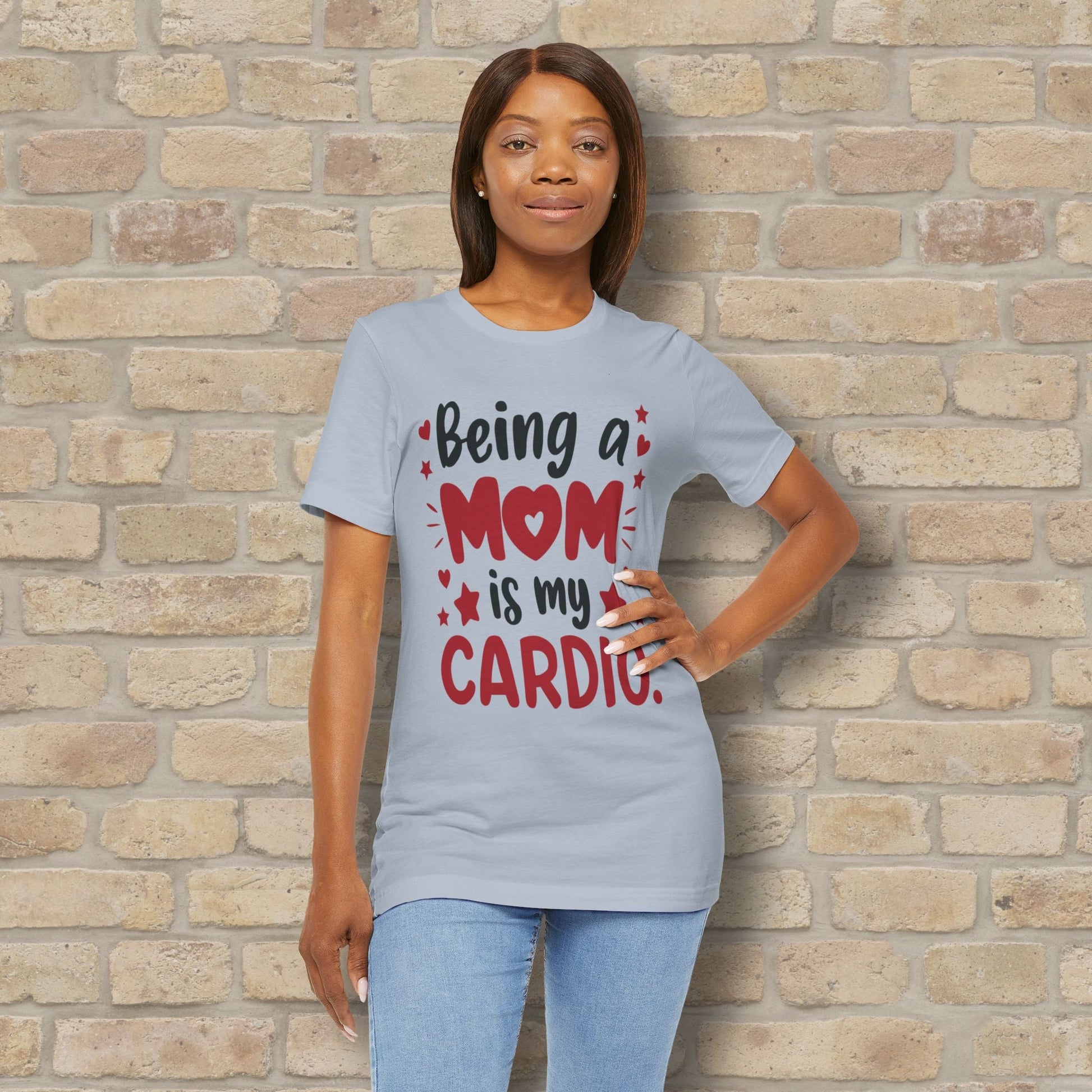 Mostly Text T-Shirts Being a Mom Is My Cardio Tee - Vibrant Styles