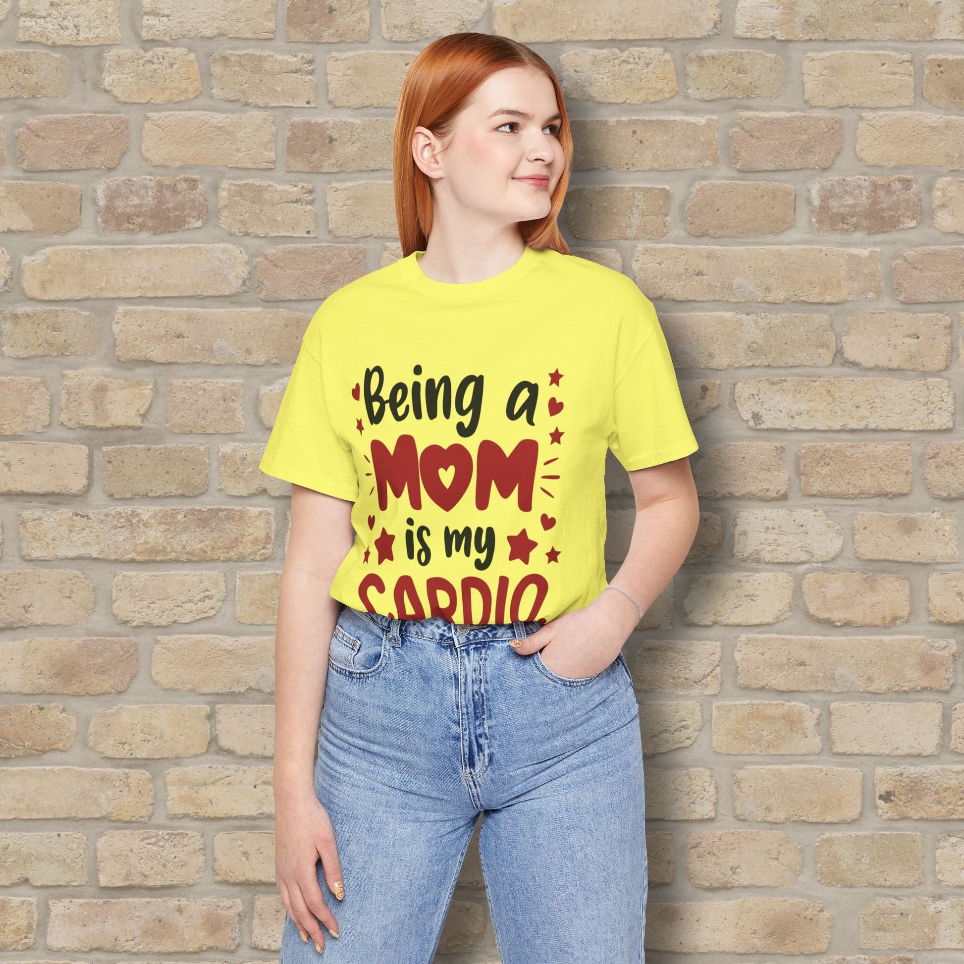 Mostly Text T-Shirts Being a Mom Is My Cardio Tee - Vibrant Styles