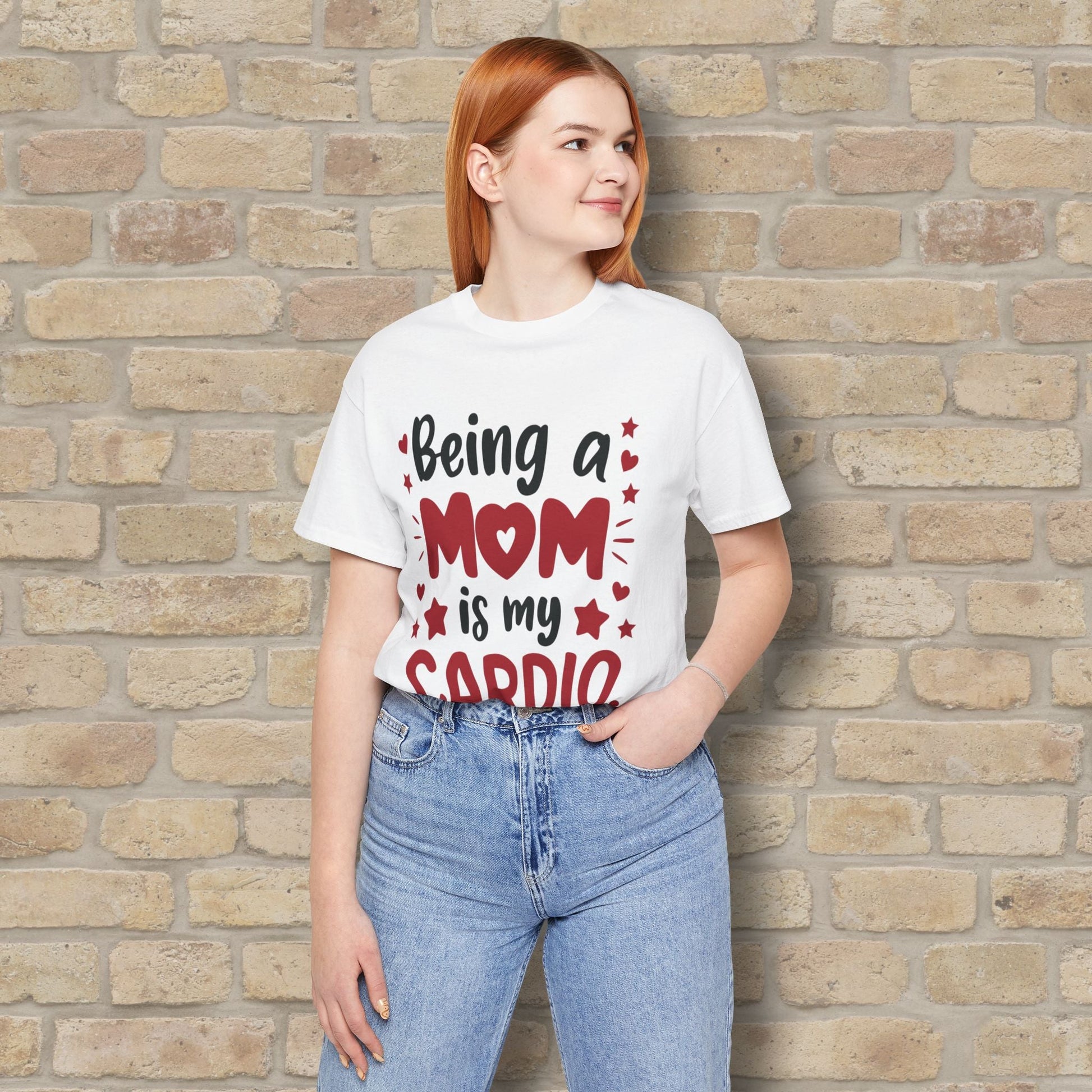 Mostly Text T-Shirts Being a Mom Is My Cardio Tee - Vibrant Styles
